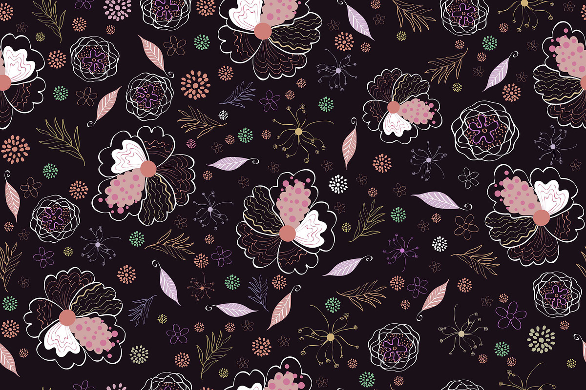 doodle flowers colorful, a Pattern Graphic by AAN Seamless Shop (Photo 2 of 3)