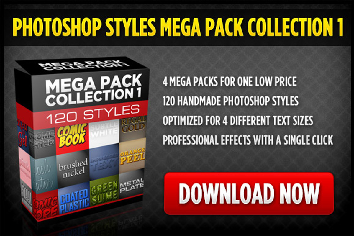 Photoshop Styles Mega Collection 1, a Layer Style Add-On by Design Panoply (Photo 1 of 5)