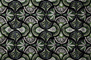 Lime Mandala Feather Damask on Black, a Pattern Graphic by SirenaArt (Thumbnail 5 of 10)