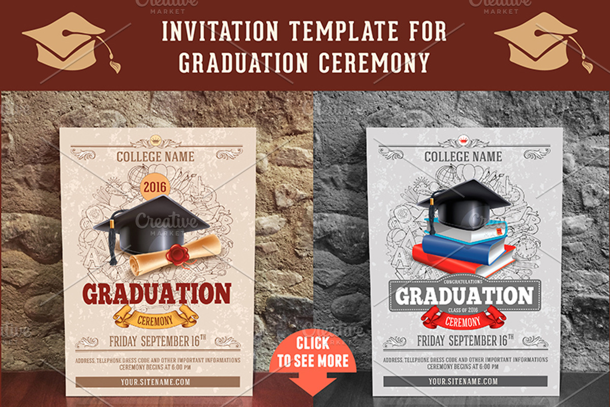 Graduation ceremony template, an Invitation Template by Vector beauty (Photo 2 of 2)