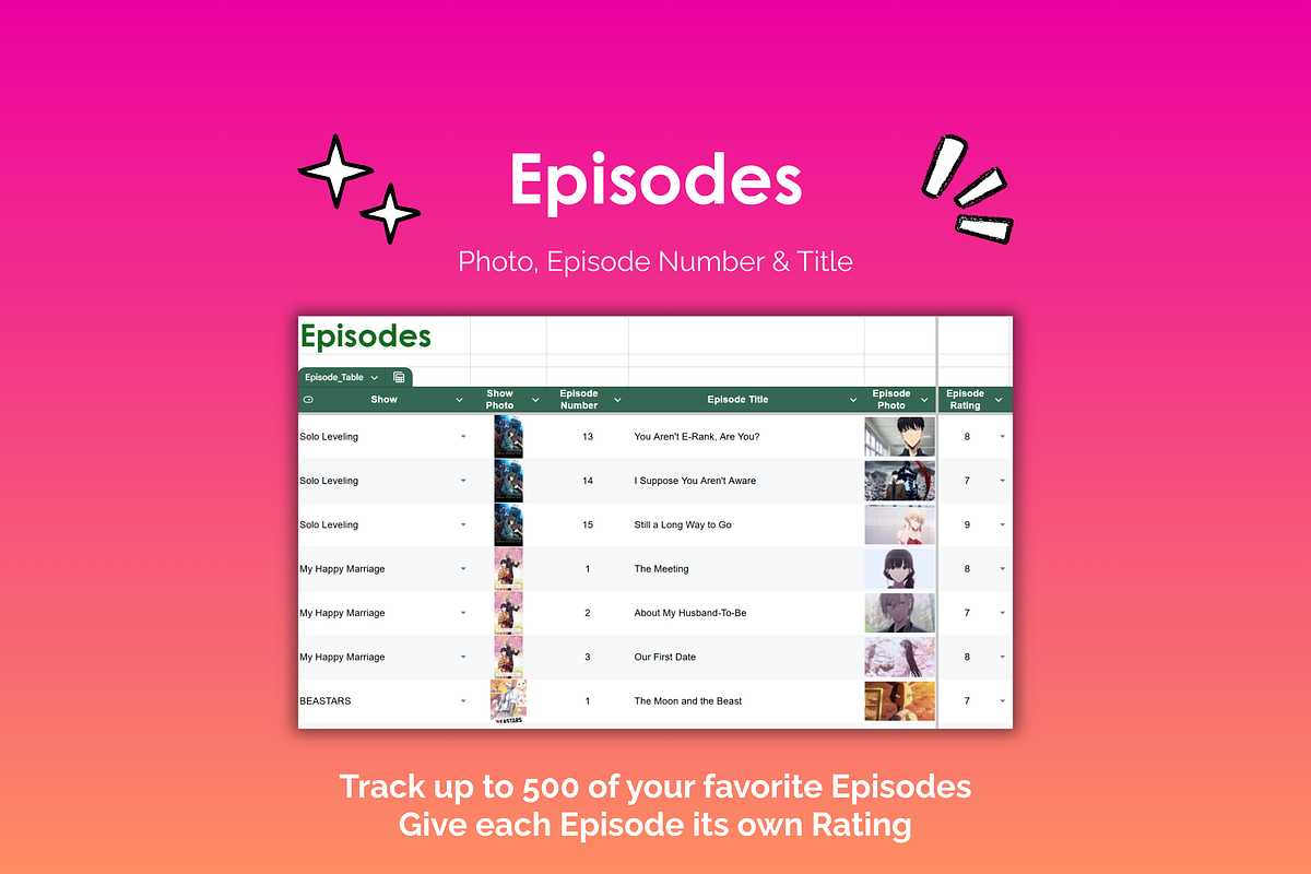 Anime Tracker - Google Sheets preview 3