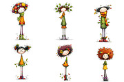 Quirky Holly Girl Clipart, an Illustration by CreationArt (Thumbnail 3 of 6)