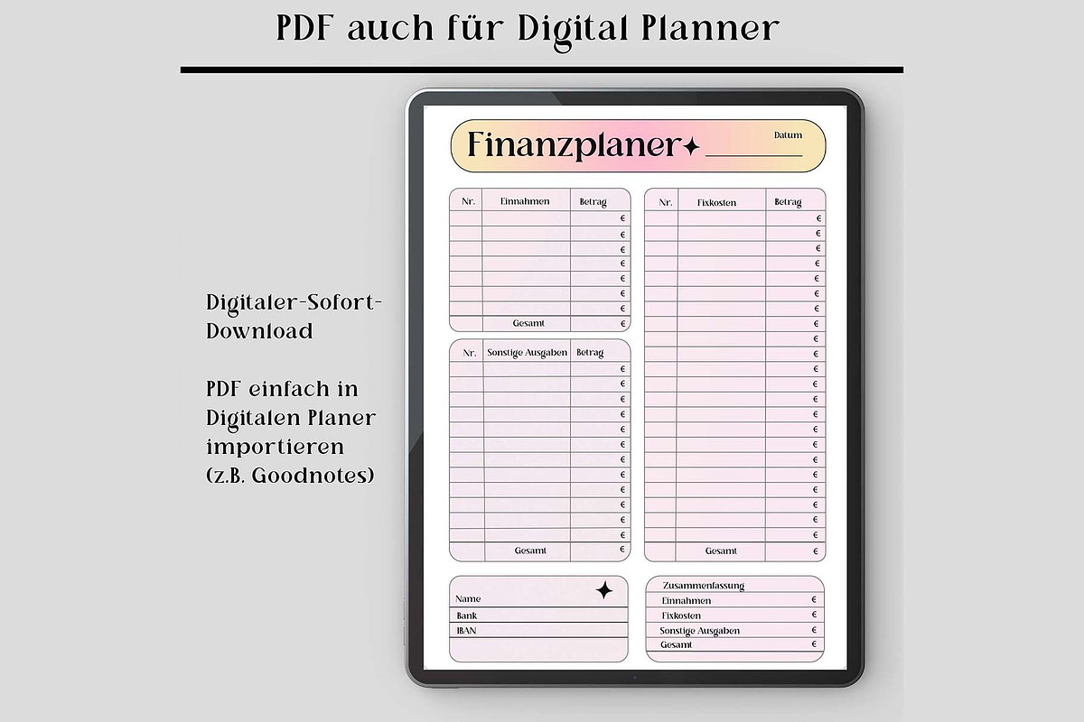 Finanzplaner German PDF JPG A4 A3 A6, a Stationery Template by EdeniaArtStudio (Photo 6 of 6)