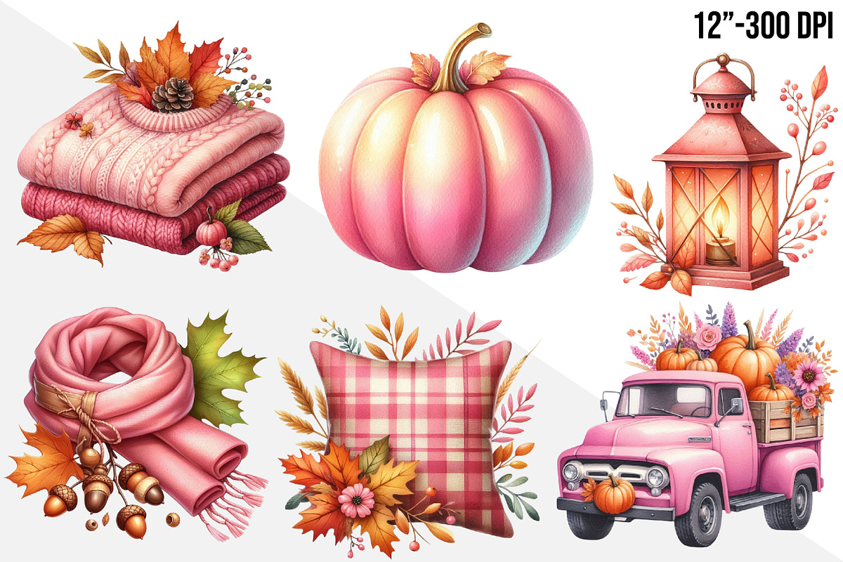 Pink Autumn Sublimation Clipart, a Graphic by CitraGraphics (Photo 2 of 4)