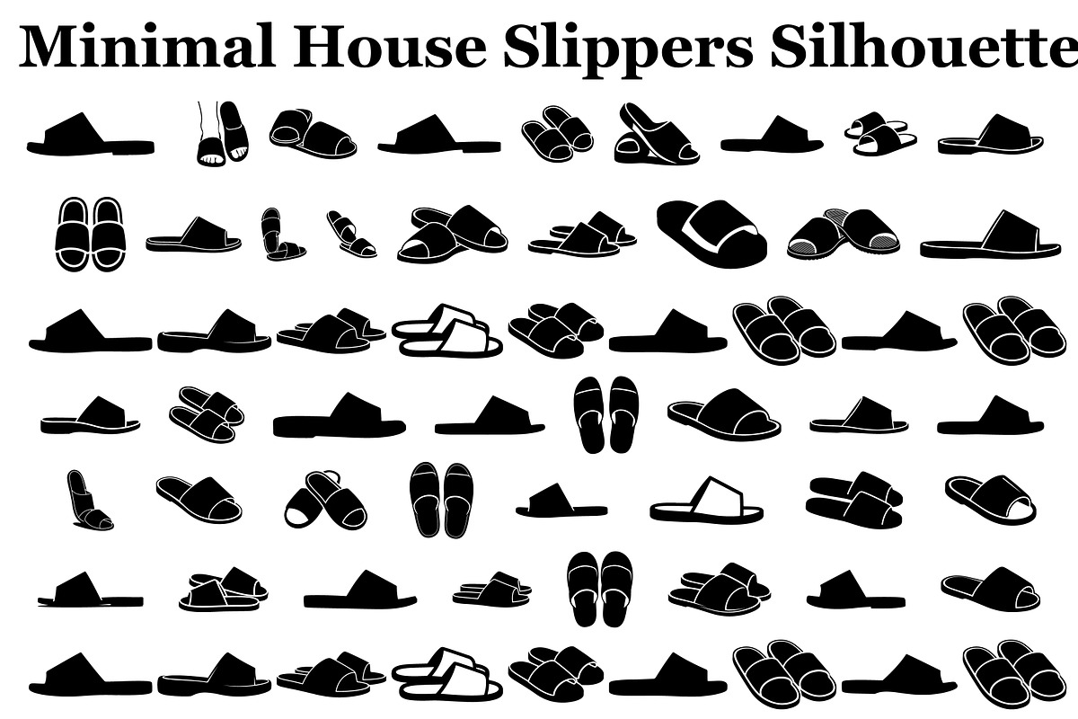 Minimal House Slippers Silhouettes, a Graphic by hafijul (Photo 1 of 14)