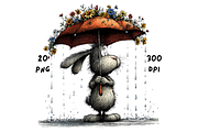 Whimsical Rainy Bunny Clipart, an Animal Illustration by GiraffeCreative (Thumbnail 12 of 19)