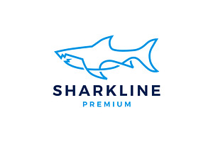 Shark Monoline Line Art Logo Vector