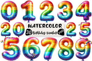 Happy Birthday Balloon Numbers, an Illustration by Black Bird Studio