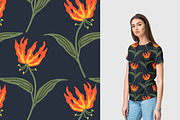 Seamless flame lily, a Pattern Graphic by elyomys (Thumbnail 2 of 3)