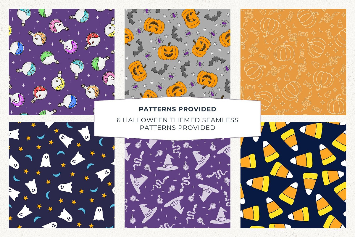 Halloween Seamless Pattern Set of 6, a Pattern Graphic by Fern & Quill (Photo 2 of 10)