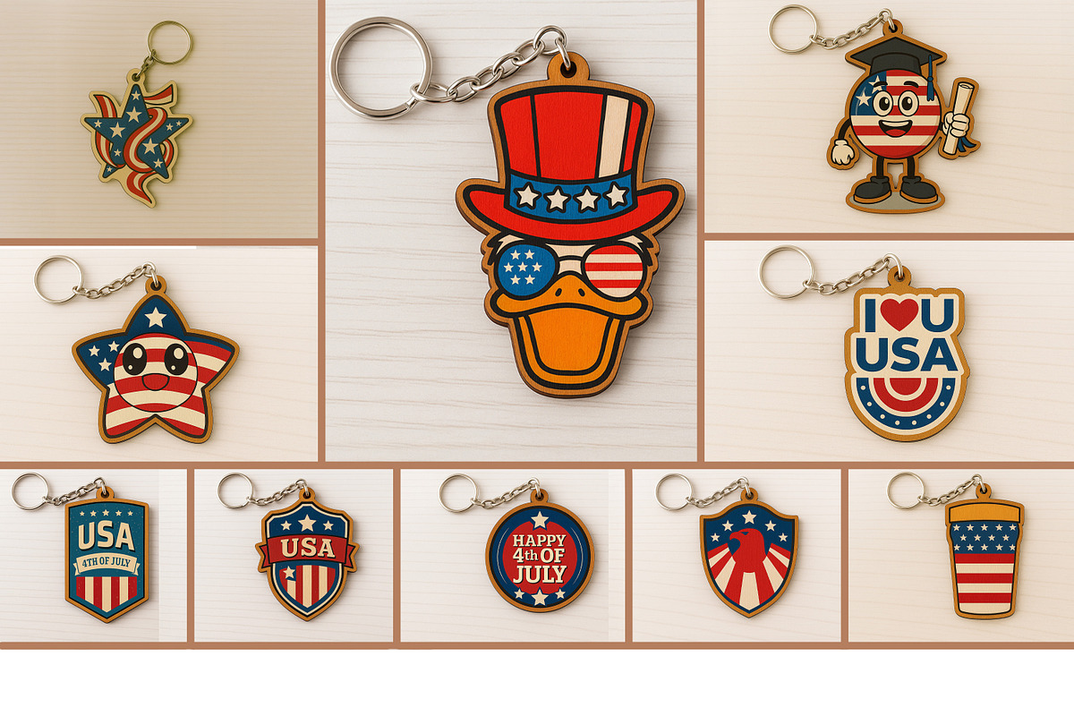 USA Patriotic Keychain SVG Bundle, a Pattern Graphic by Pinnacle PNGs (Photo 1 of 11)