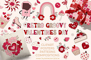 Retro clipart & pattern BUNDLE, a Graphic by Cozy pattern shop (Thumbnail 5 of 5)
