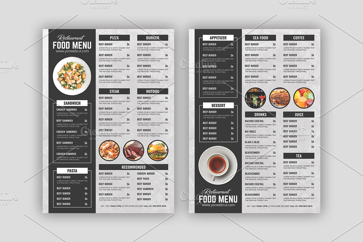 Food Menu Template, a Flyer Template by Stock_Design