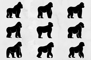 Gorilla Silhouette SVG, an Animal Illustration by newminddesign