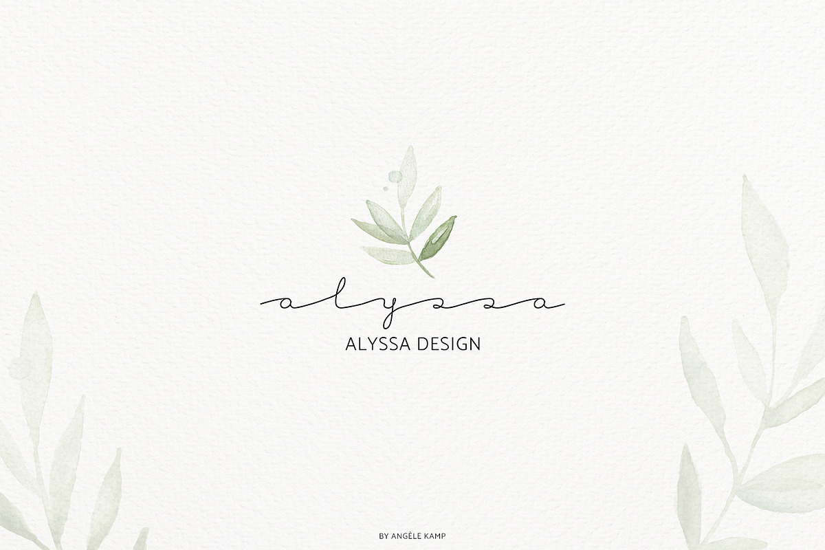 Premade Logos watercolor greenery, a Branding & Logo Template by Angele Kamp (Photo 5 of 10)