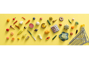 Grocery shopping concept - different