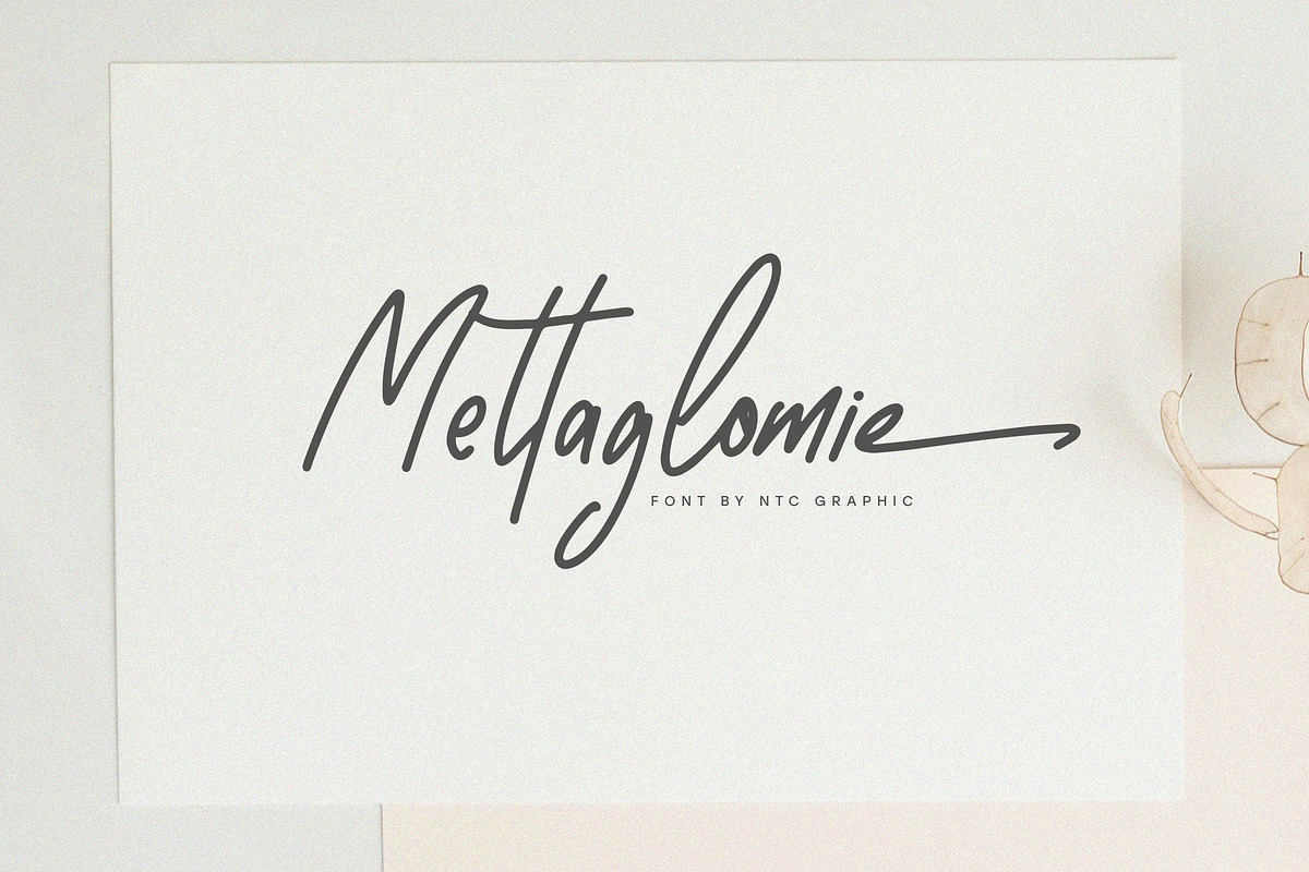 Mettaglomie Handwritten Font, a Script Font by NTC Graphic (Photo 1 of 8)
