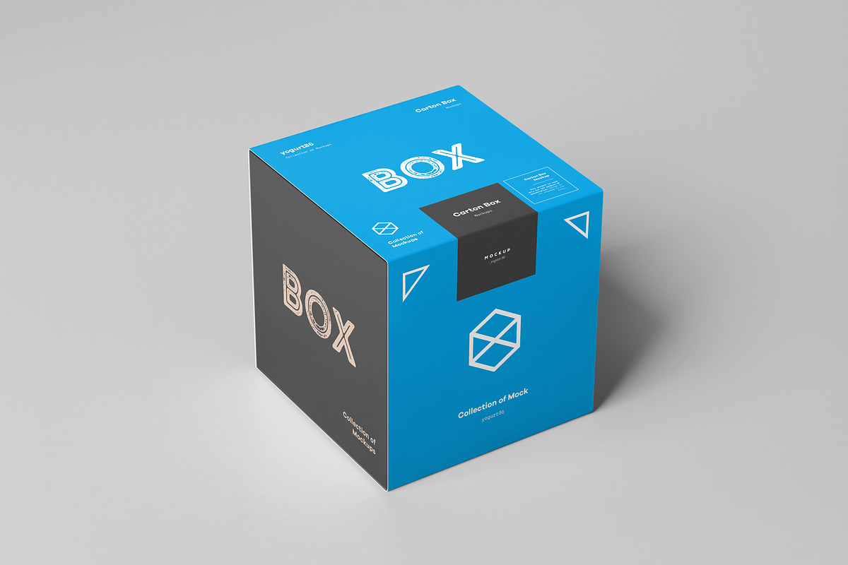 Carton Box Mockup 100x100x100 & Wrap, a Packaging Mockup by Yogurt86 (Photo 4 of 8)