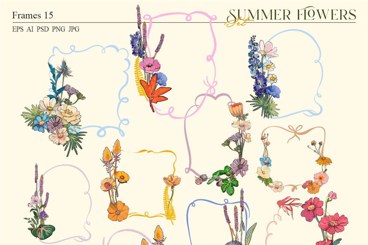 Summer flowers set, a Seasonal Illustration by Collection by VY (Photo 7 of 11)