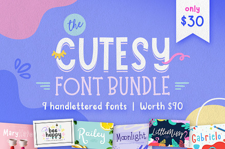The Cutesy Font Bundle • 9 Fonts!