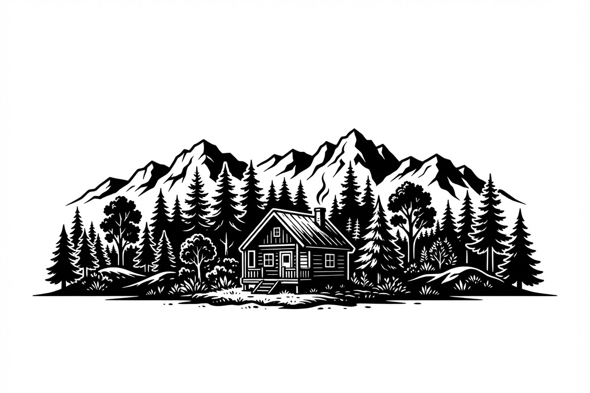 50 Forest Cabin Landscape Silhouette, an Empty State Illustration by Amazin_art (Photo 30 of 38)