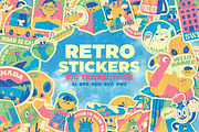 Retro Stickers. Big Travel Pack., an Object Illustration by Red Monkey (Thumbnail 1 of 12)