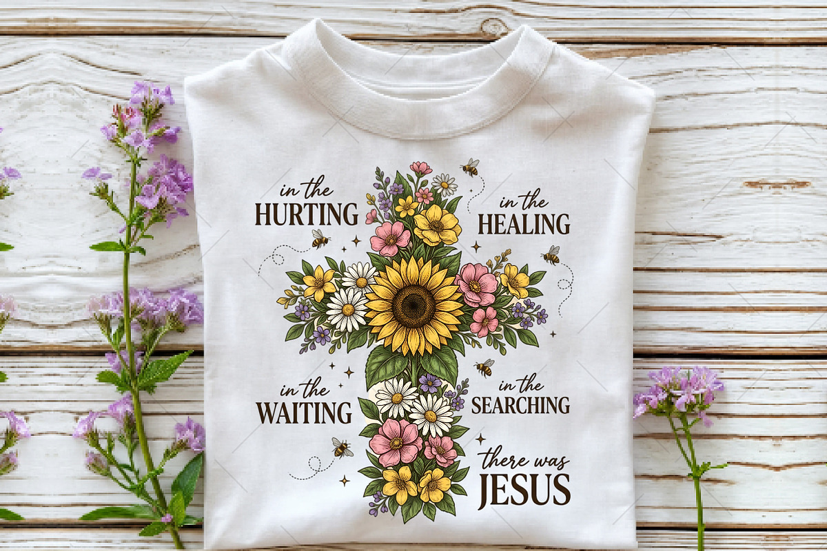 Floral Cross Jesus Christian Art PNG, a Seasonal Illustration by OK Design (Photo 2 of 5)