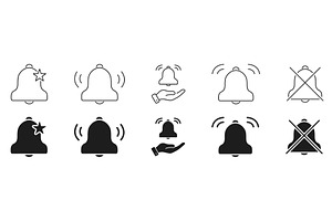 Alert And Notification Bell Icons, an Object Illustration by Gentle Studio