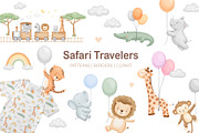 Safari Animals Watercolor clipart, an Animal Illustration by ElenaPlatovaArt (Thumbnail 1 of 15)
