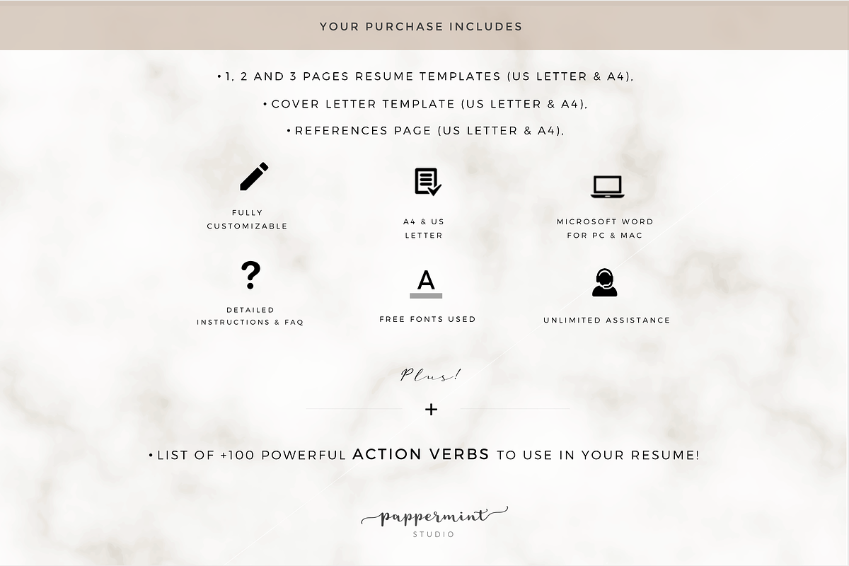 RESUME Template - Cover Letter WORD, a Resume Template by PAPPERMINT RESUME STUDIO (Photo 5 of 7)