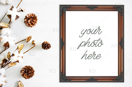 Cotton and Pinecones Frame Mockup