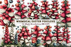 Whimsical Easter Foxglove Clipart, an Illustration by Sublimation Artist