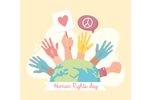 human rights day poster, an Illustration by studiogstock