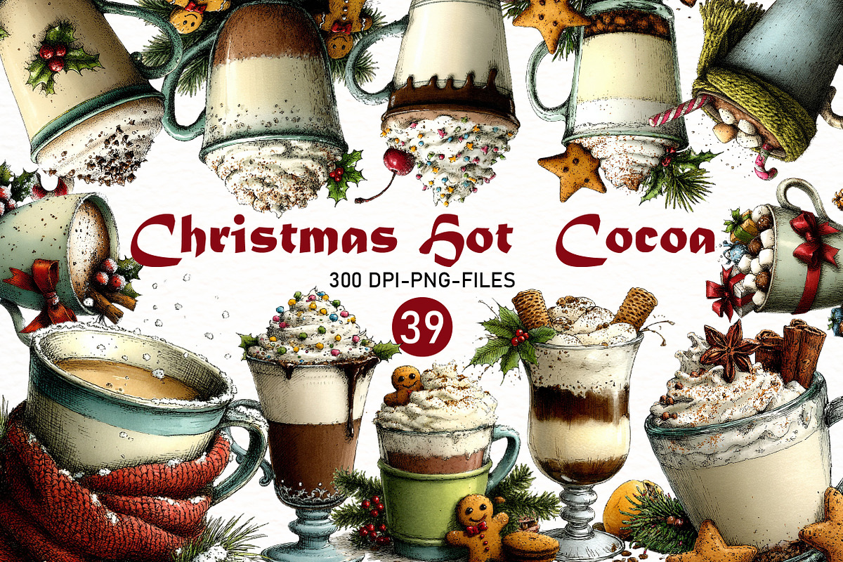 Christmas Hot Cocoa Clipart, a Seasonal Illustration by Designworld (Photo 1 of 11)