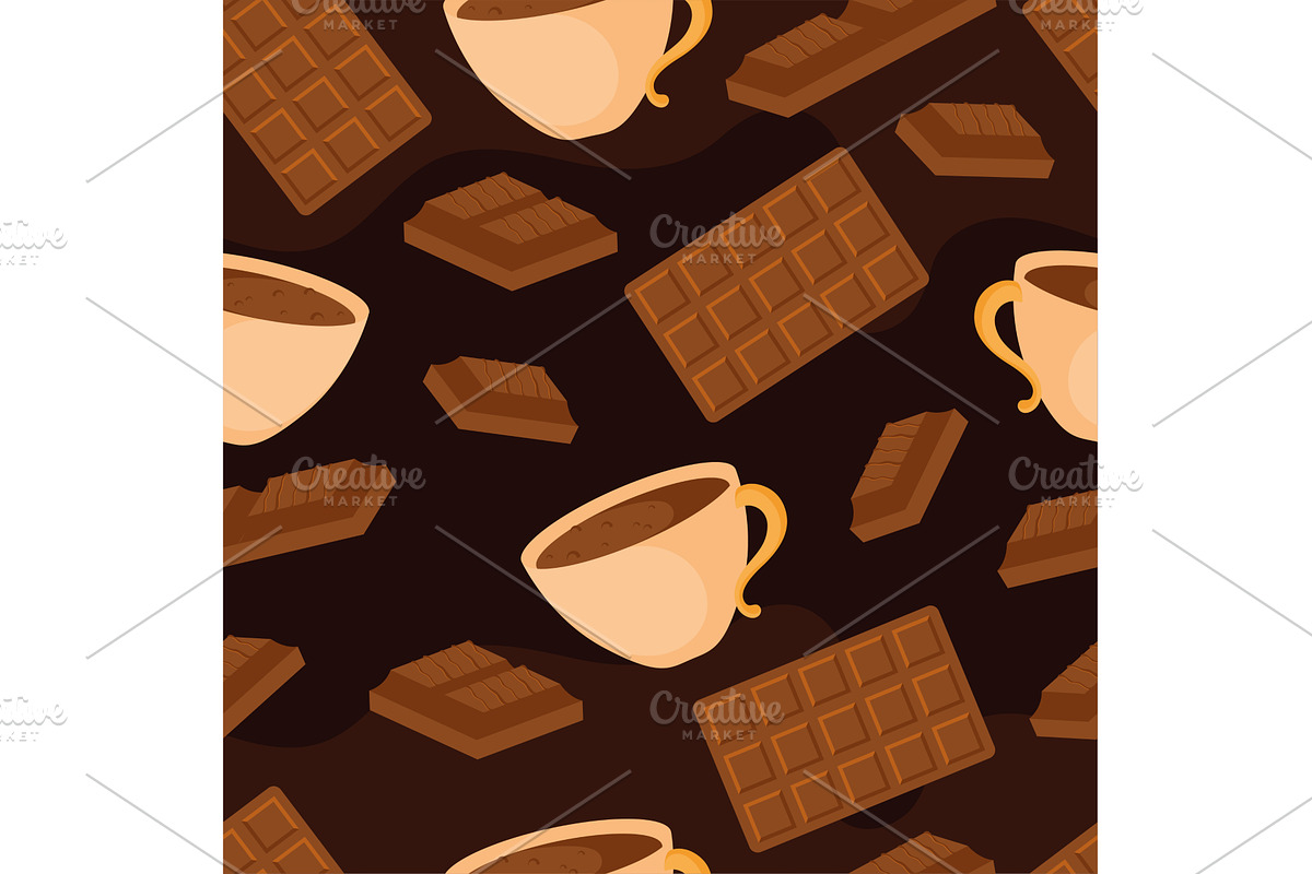 Hot chocolate drink pattern. Vector, a Food Illustration by studioDK