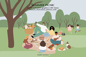 Summer picnic clipart | svg, png, ai