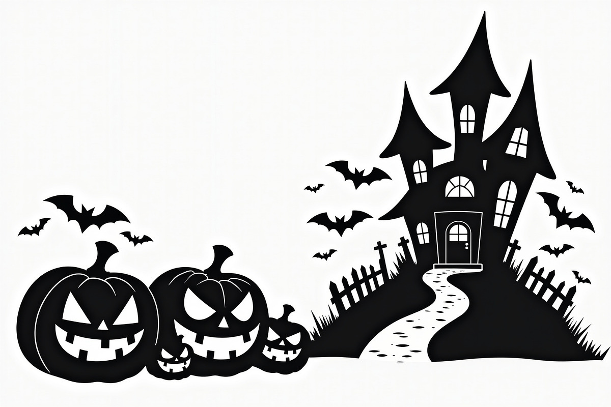Haunted Halloween Silhouette bundle, an Illustration by hafijul (Photo 9 of 9)