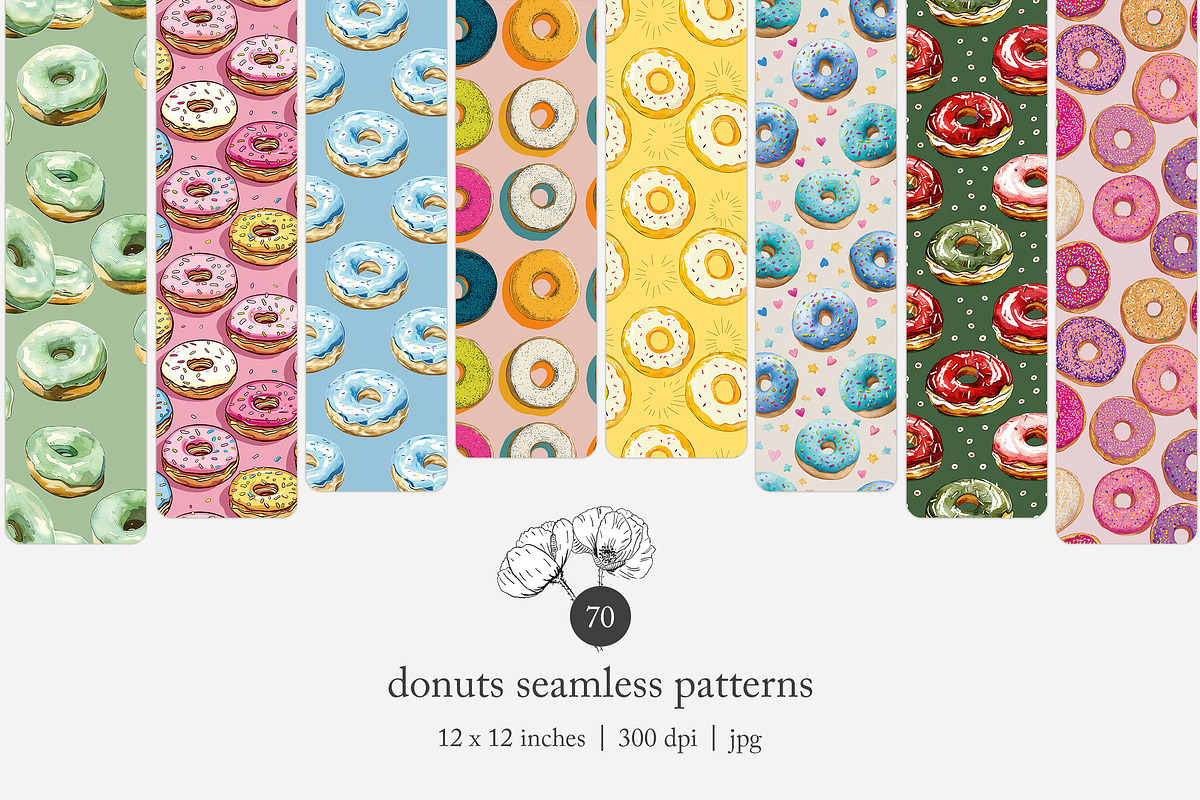 70 donuts seamless pattern, a Pattern Graphic by Poppy Lane Studio (Photo 1 of 10)