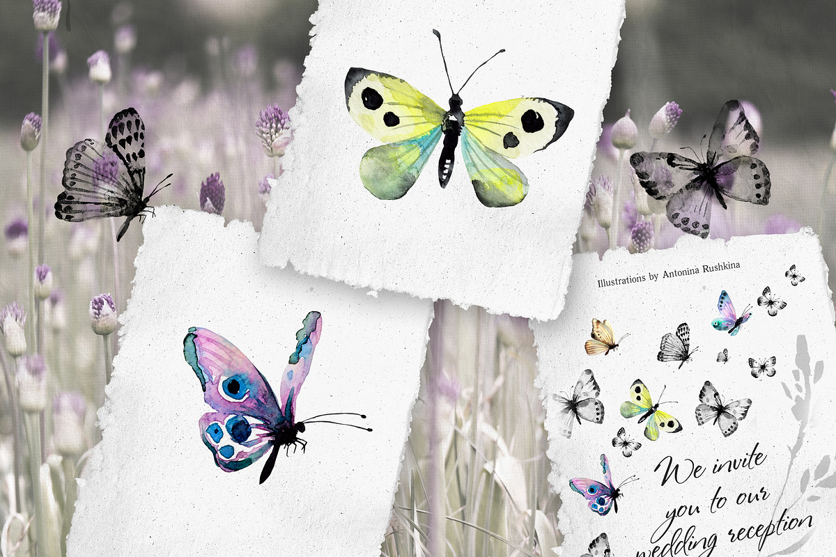 Watercolor Butterflies, an Illustration by RushkinaAntonina (Photo 2 of 4)