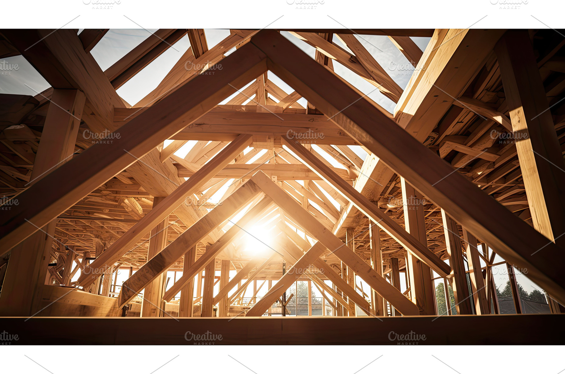 workers truss timber frame In ai, an Industrial Photo by pikepicture