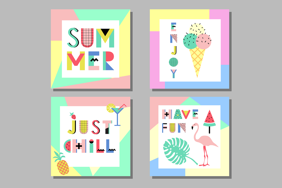 Memphis Alphabet and summer cards, a Decorative Illustration by DinaraChernaya (Photo 5 of 7)