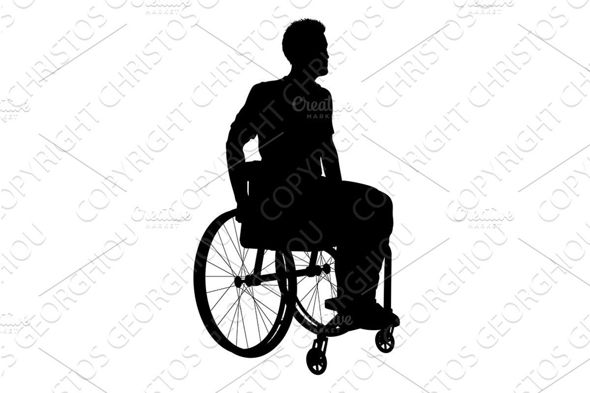 Silhouette of Man in Wheelchair, a Person Illustration by Christos Georghiou