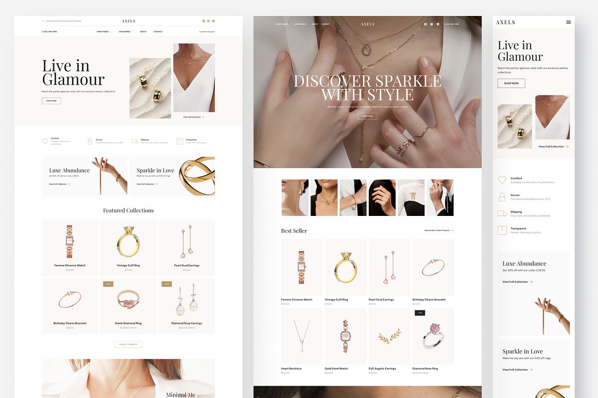 Axels - Jewelry E-Commerce Framer, a Websites & App Template by peterdraw (Photo 2 of 7)