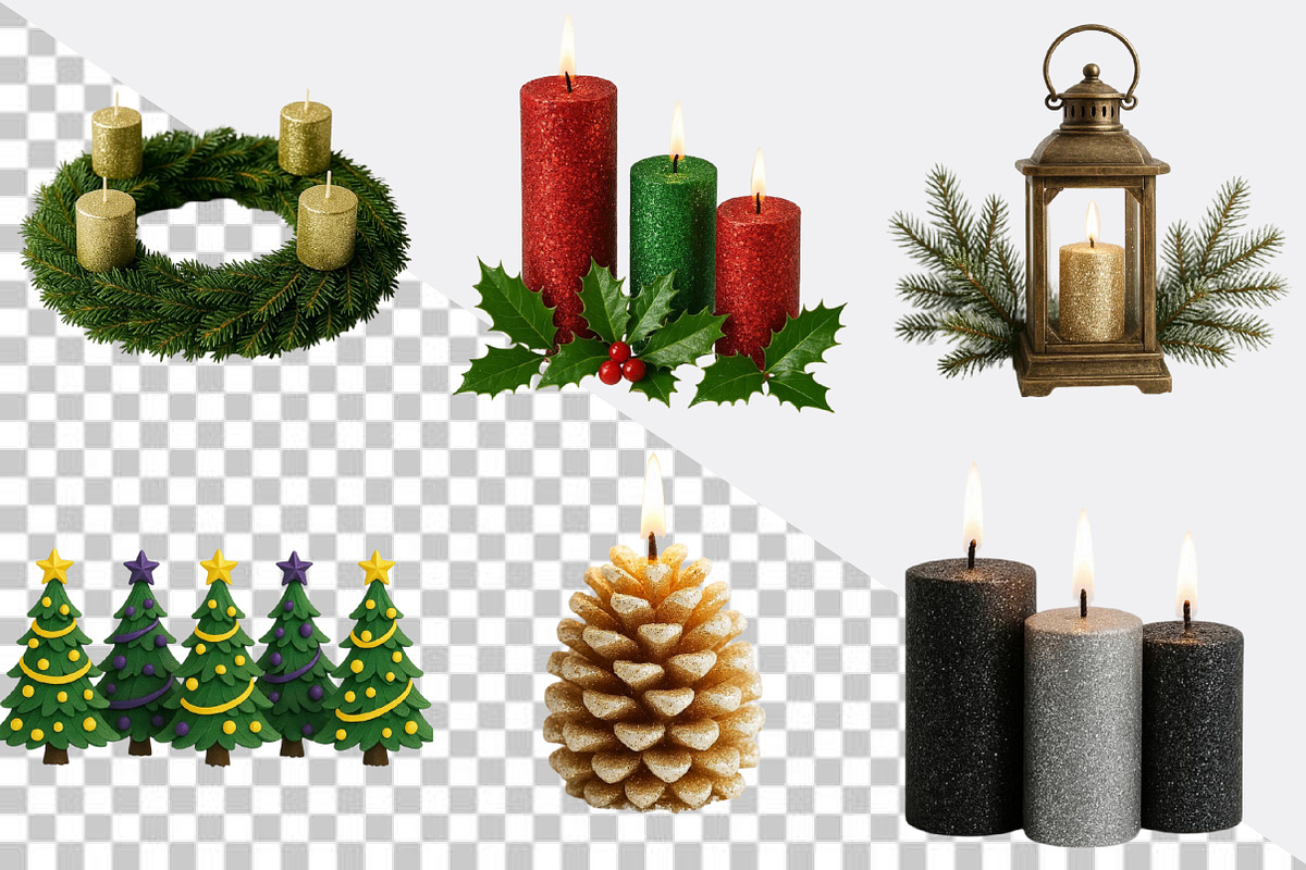 Christmas Glitter Candle Clipart Bun, an Illustration by SVGArt (Photo 8 of 8)