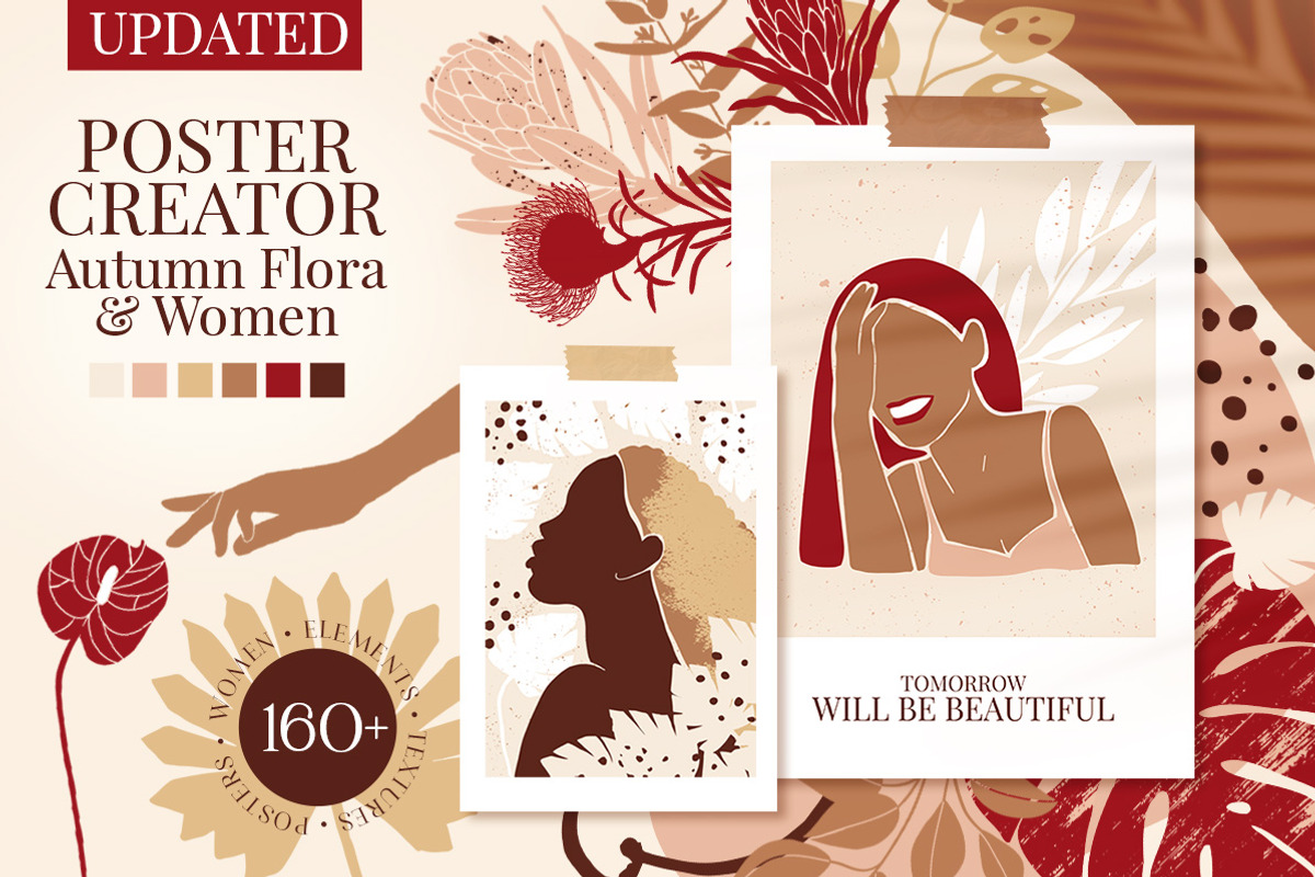 Poster Creator. Autumn Flora & Women, an Object Graphic by Julie&Taily (Photo 1 of 27)