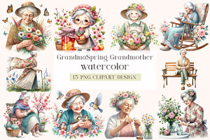 Grandma Clipart Spring Grandmother, an Illustration by DreamArtGraphic