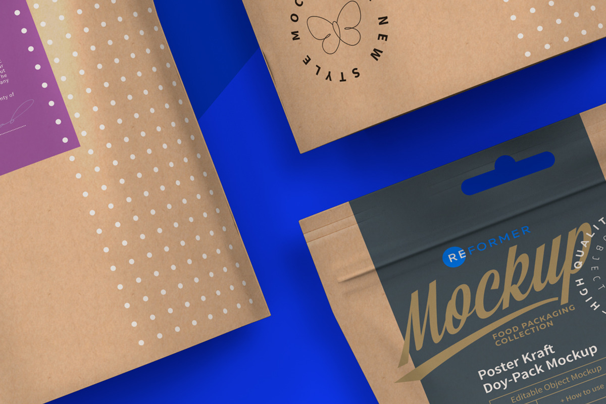 Poster Kraft Doy-Pack Mockup, a Packaging Mockup by Reformer Mockup (Photo 2 of 6)