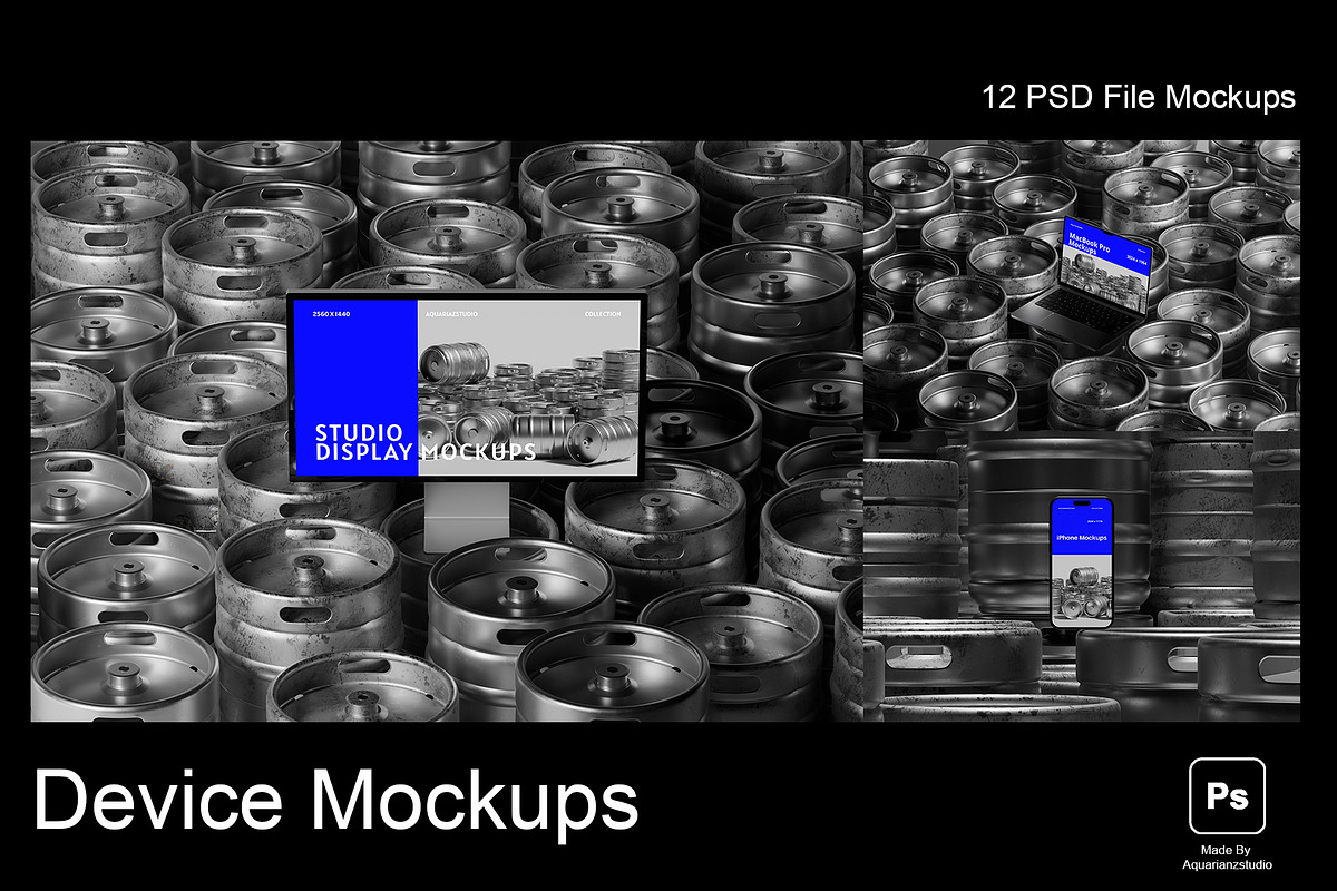 DEVICES MOCKUPS SET, a Device Mockup by Aquarianz Studio (Photo 1 of 5)