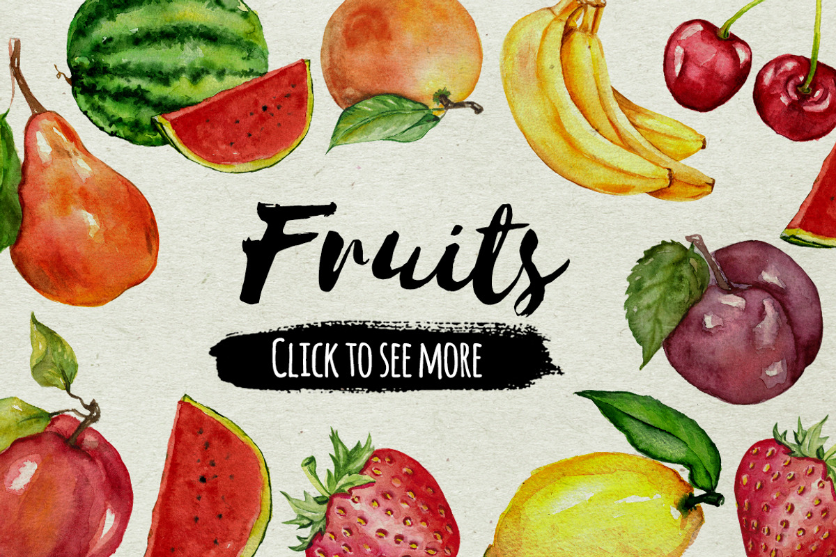Watercolor fruit collection, a Decorative Illustration by Art Loft (Photo 1 of 4)