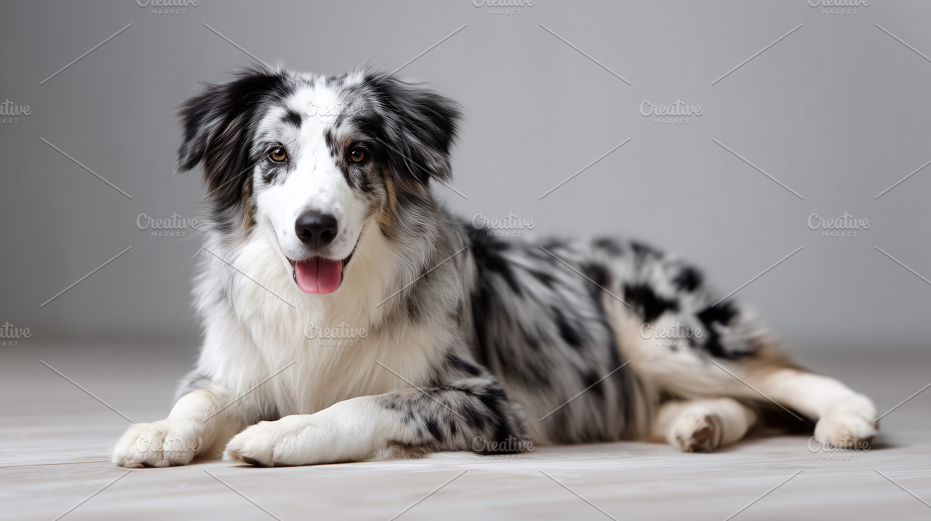 Blue merle collie dog lying on, an Animal Photo by MistyDay